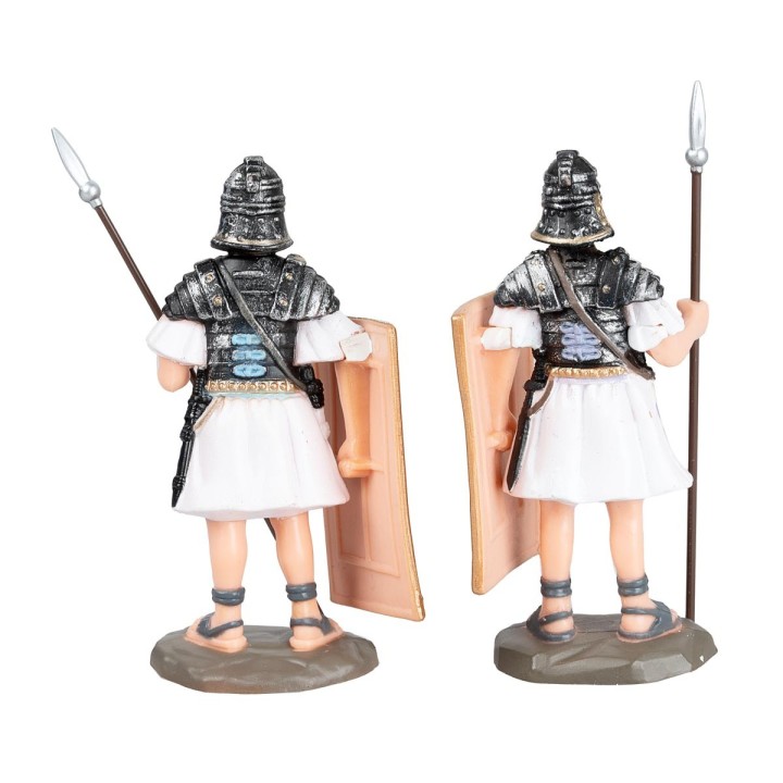 Set of 2 Roman soldiers with spear and shield 8.5 cm