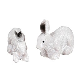 Set of 2 white resin rabbits for 10 cm statues