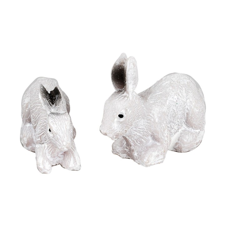Set de 2 conejos blancos de resina para estatuas de 10 cm