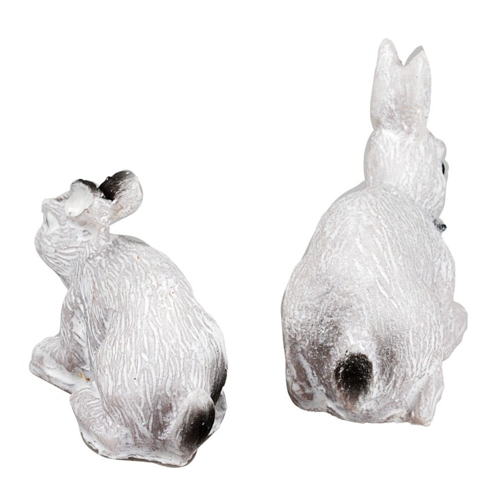 Set of 2 white resin rabbits for 10 cm statues
