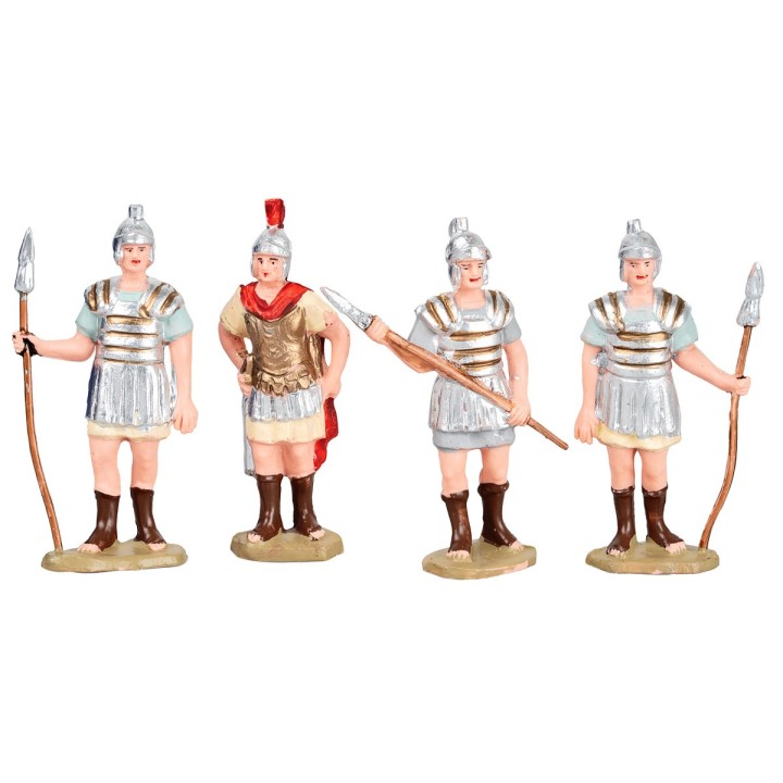 Set of 3 Roman soldiers and 1 commander, 8 cm