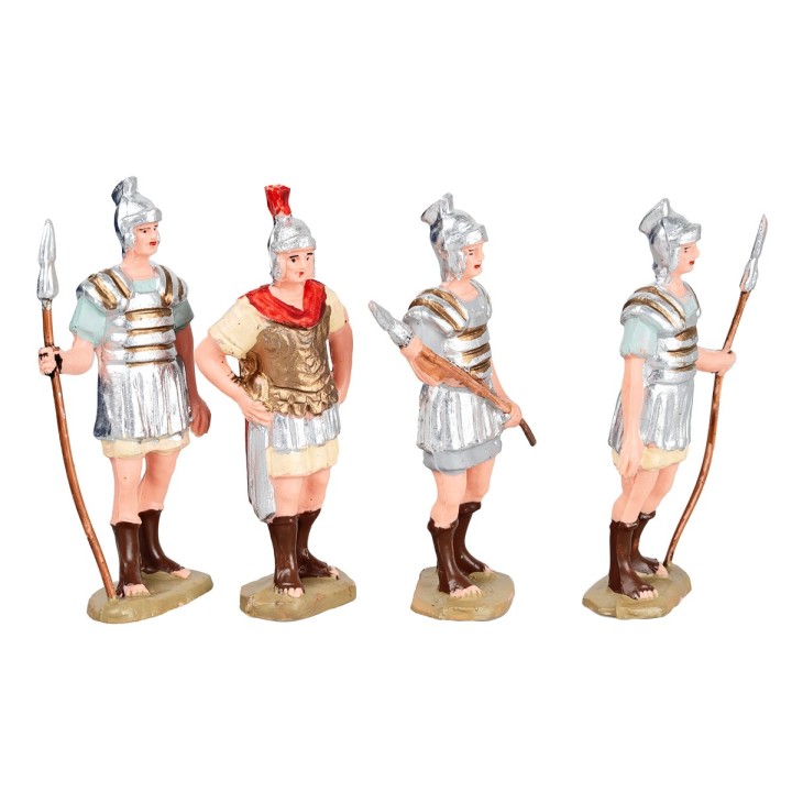 Set of 3 Roman soldiers and 1 commander, 8 cm