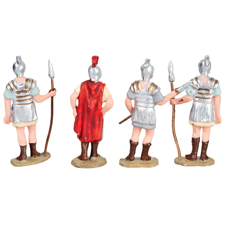 Set of 3 Roman soldiers and 1 commander, 8 cm