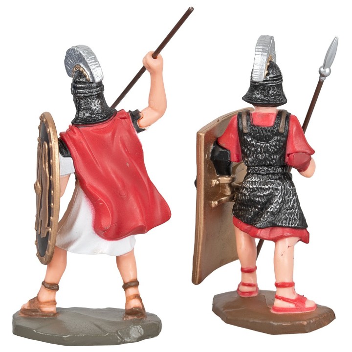 Set de 2 soldados romanos con escudo y lanza altura 9 cm