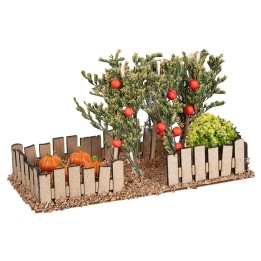 Garden with fence containing pumpkins and tomatoes cm 18x8x10 h