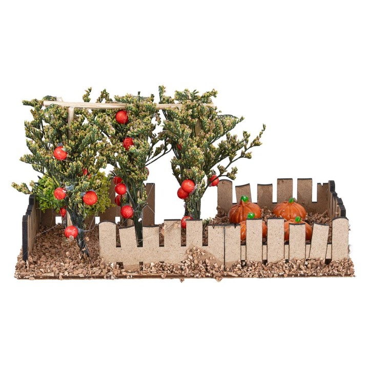 Garden with fence containing pumpkins and tomatoes cm 18x8x10 h