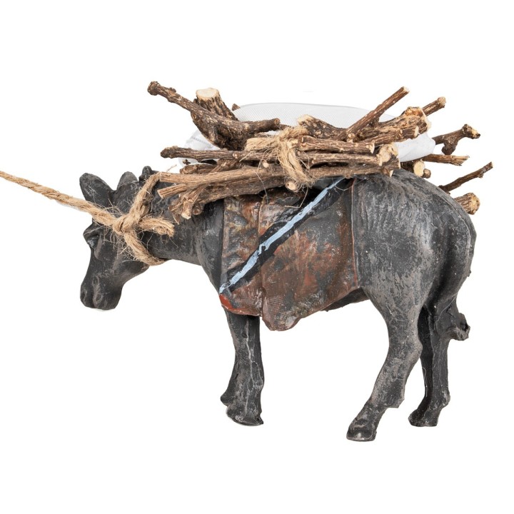 Burro de resina con haces y saco – altura 7 cm