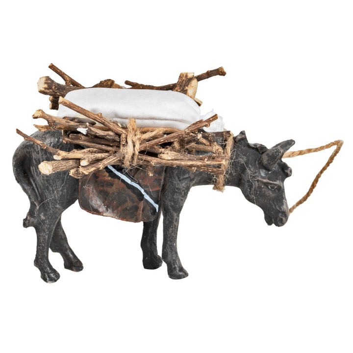 Burro de resina con haces y saco – altura 7 cm