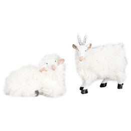 Set de cabra y oveja de resina con lana para estatuas de 15 cm