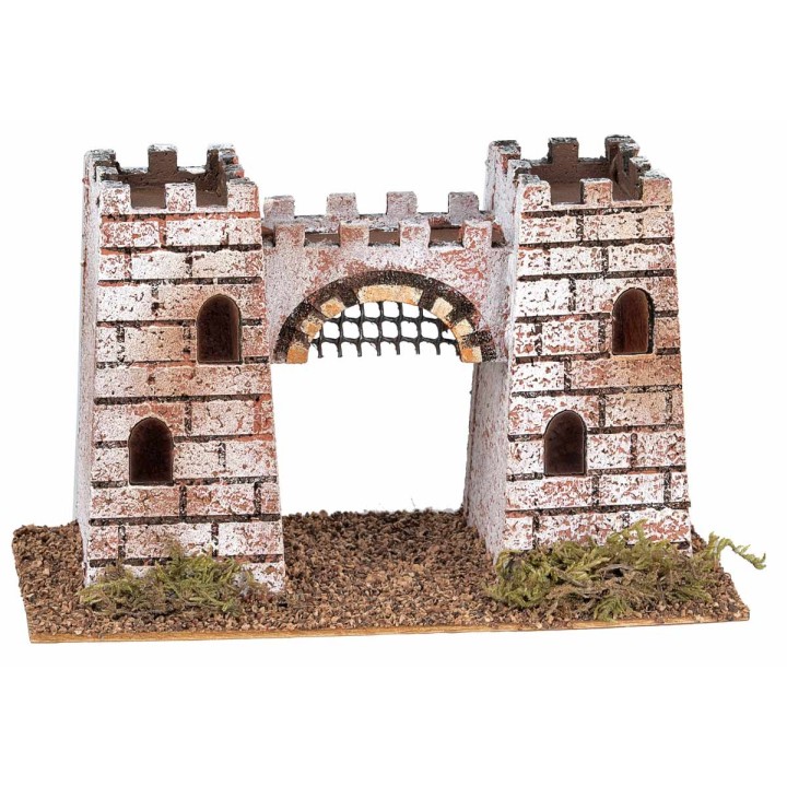 Castello composto da due torri collegate da un arco cm