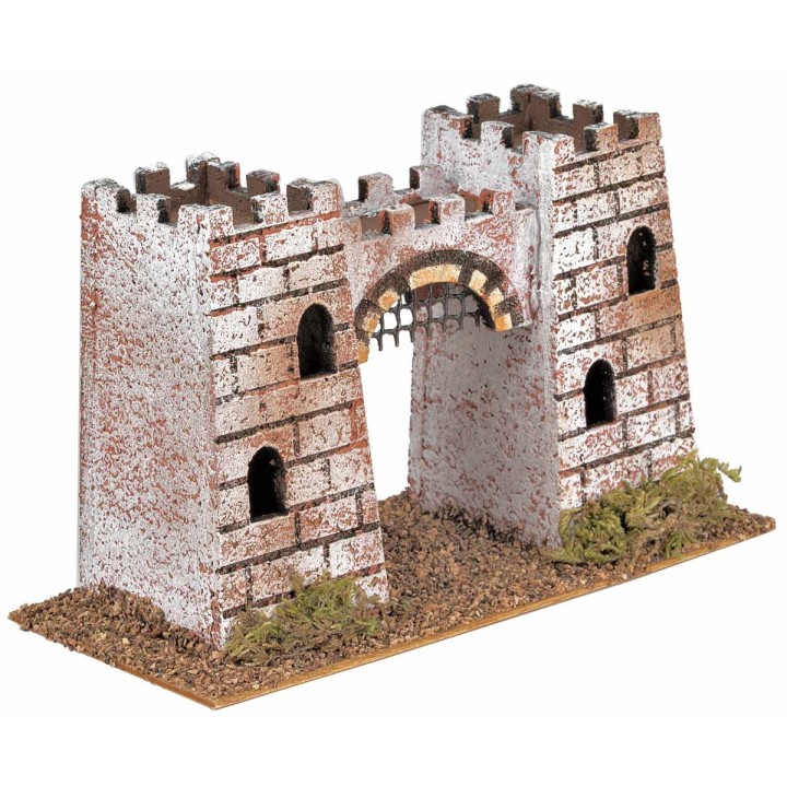 Castle composed of two towers connected by an arch cm 19.5x9x12