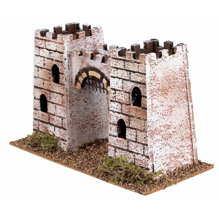 Castle composed of two towers connected by an arch cm 19.5x9x12