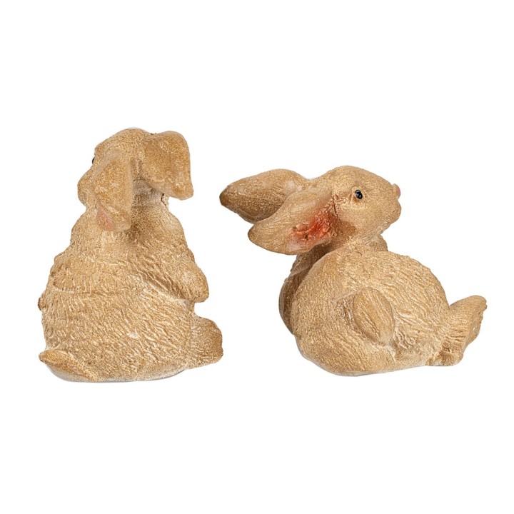 Set of 2 assorted resin rabbits for 12 to 15 cm figurines