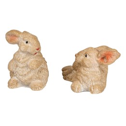 Set of 2 assorted resin rabbits for 12 to 15 cm figurines