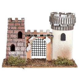 Castillo con dos torres unidas por un arco con portón cm