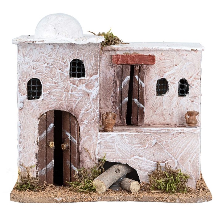 Casa árabe 2 pisos con techo de cúpula y escalera cm 19x13,5x17