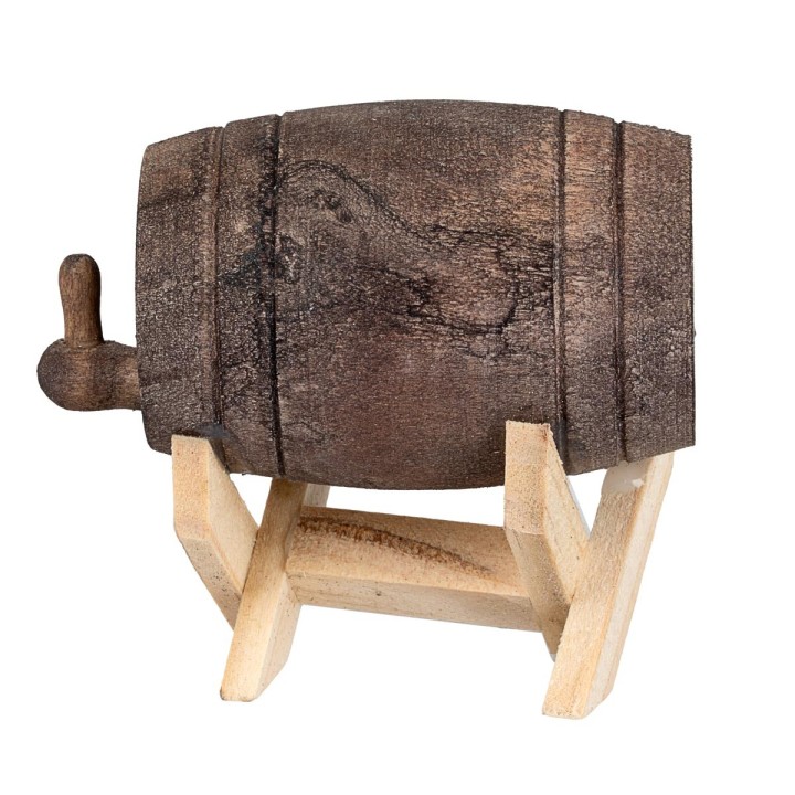 Barril de madera en soporte cm 6x4x5 h