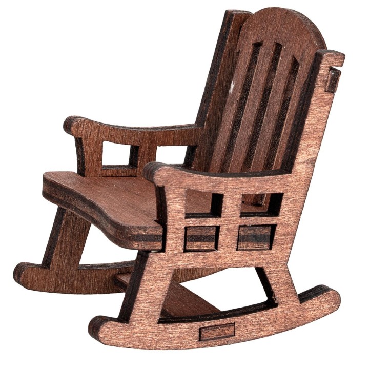 Mecedora de madera para belén, dimensiones 4x5x5 h.