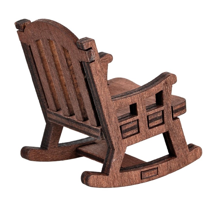 Mecedora de madera para belén, dimensiones 4x5x5 h.