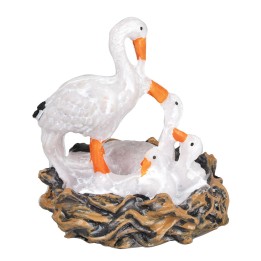 Cisne con crías en el nido de resina cm 4x3x5 h