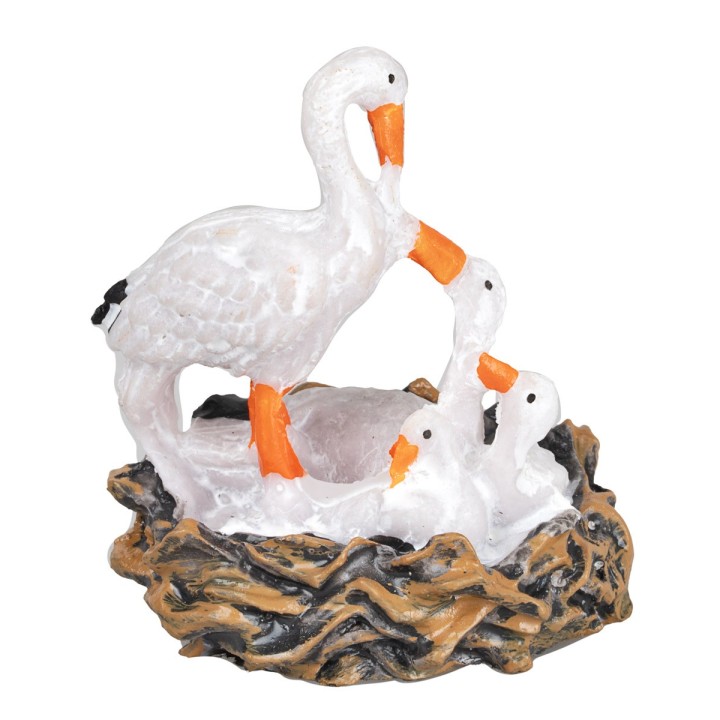 Cisne con crías en el nido de resina cm 4x3x5 h