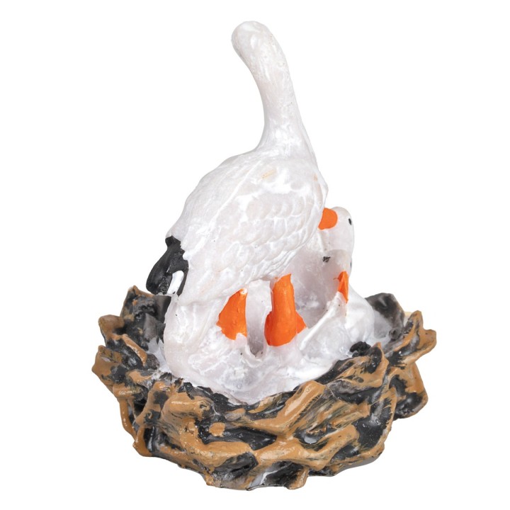 Cigno con piccoli nel nido in resina cm 4x3x5 h