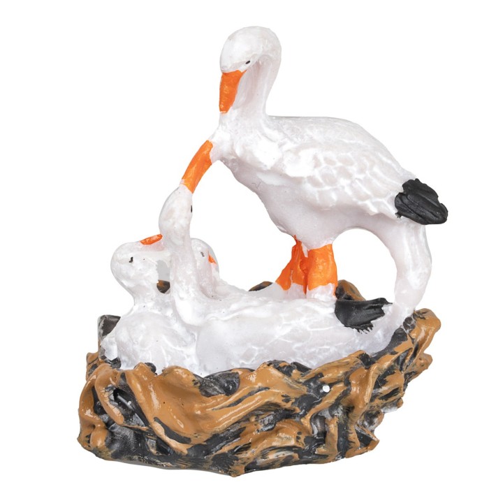 Swan with cygnets in resin nest cm 4x3x5 h
