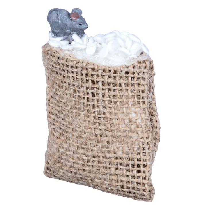 Gray mouse on jute sack – cm 5x6 h