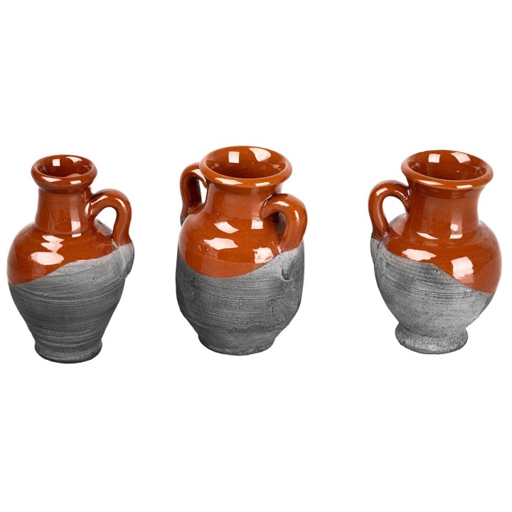 Set 3 anfore in terracotta altezza cm 7 h