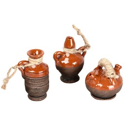 Set di 3 anfore in terracotta con corda cm 4,5‑5‑5 h
