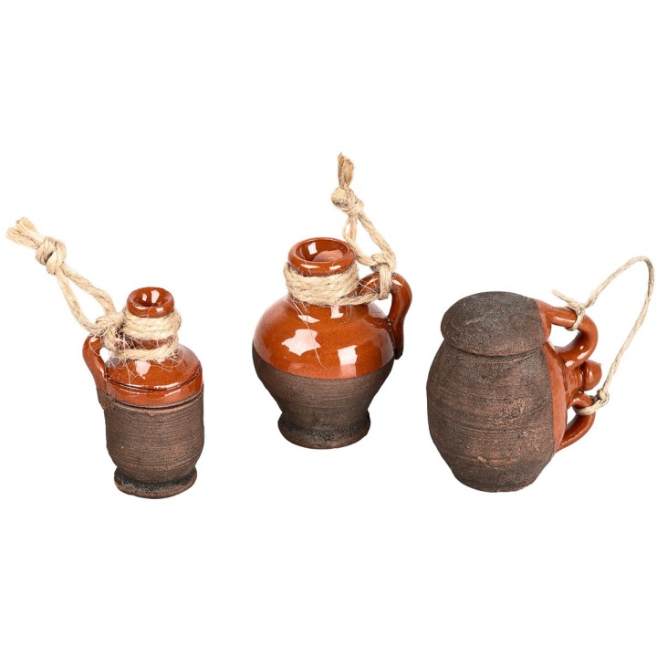Set of 3 terracotta amphorae with rope cm 3.5-4.5-4.5 h