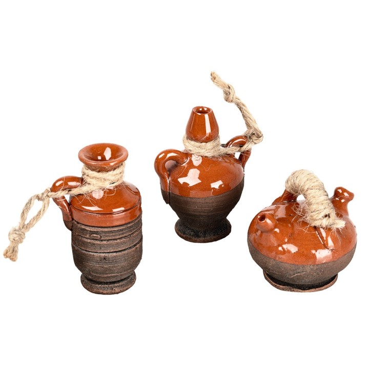 Set of 3 terracotta amphorae with rope cm 3.5-4.5-4.5 h