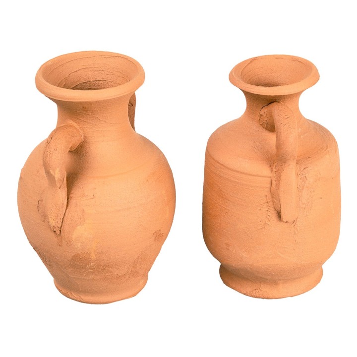 Set of 2 terracotta amphorae 6 cm h