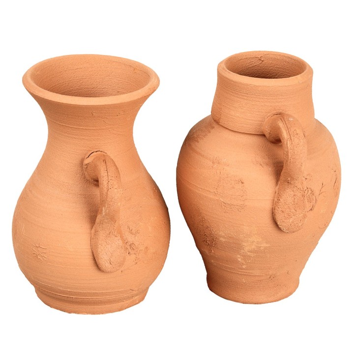 Set 2 anfore in terracotta 6 cm con manico
