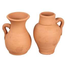 Set 2 anfore in terracotta 6 cm con manico