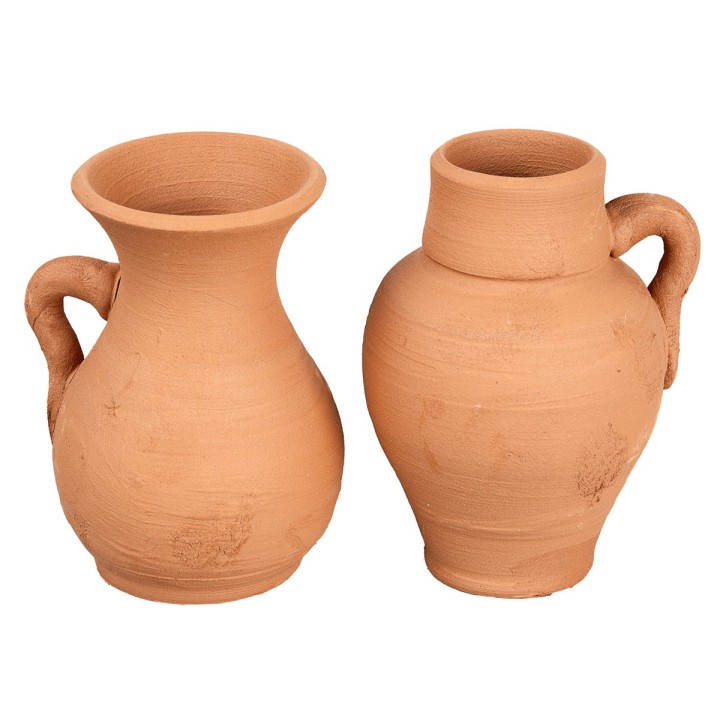 Set of 2 terracotta amphorae 6 cm with handle