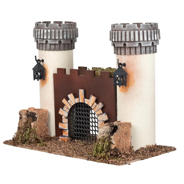 Castello con torri merlate e cancello cm 23,5x12x18,5 h