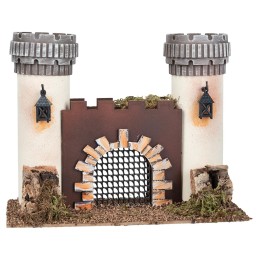 Castle with battlemented towers and gate cm 23.5x12x18.5 h