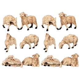 Set of 12 PVC sheep for 8 cm statues