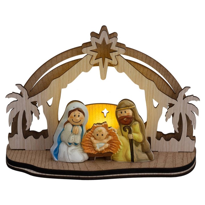 Nacimiento en bloque con cabaña de madera completa con