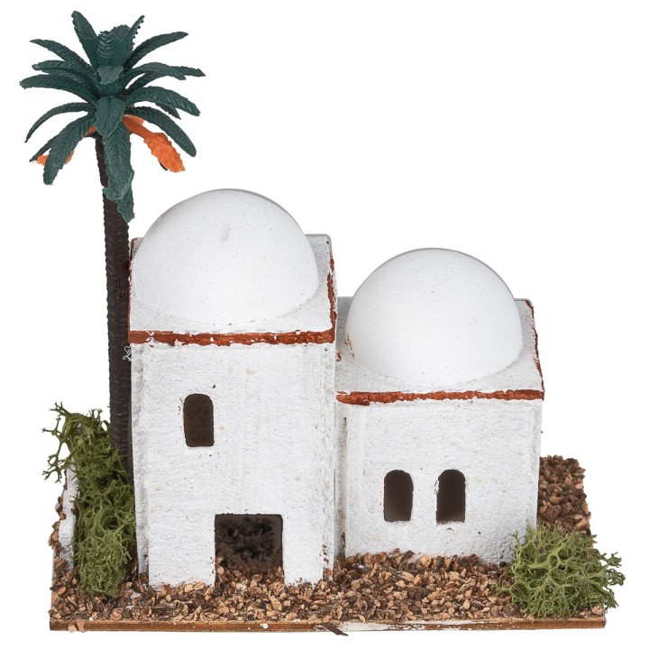 Arab house with dome and side palm cm 12x7x12 h