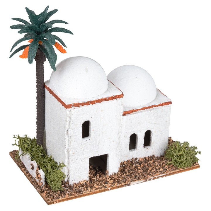 Casa araba con cupola e palma laterale cm 12x7x12 h