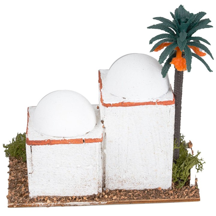 Arab house with dome and side palm cm 12x7x12 h