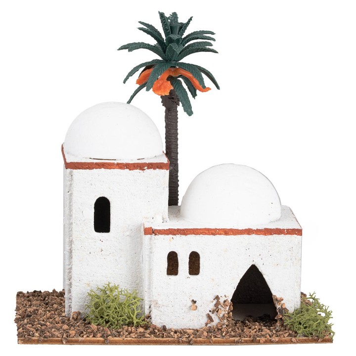 Casa árabe de fondo con techos de cúpula y arco de entrada cm