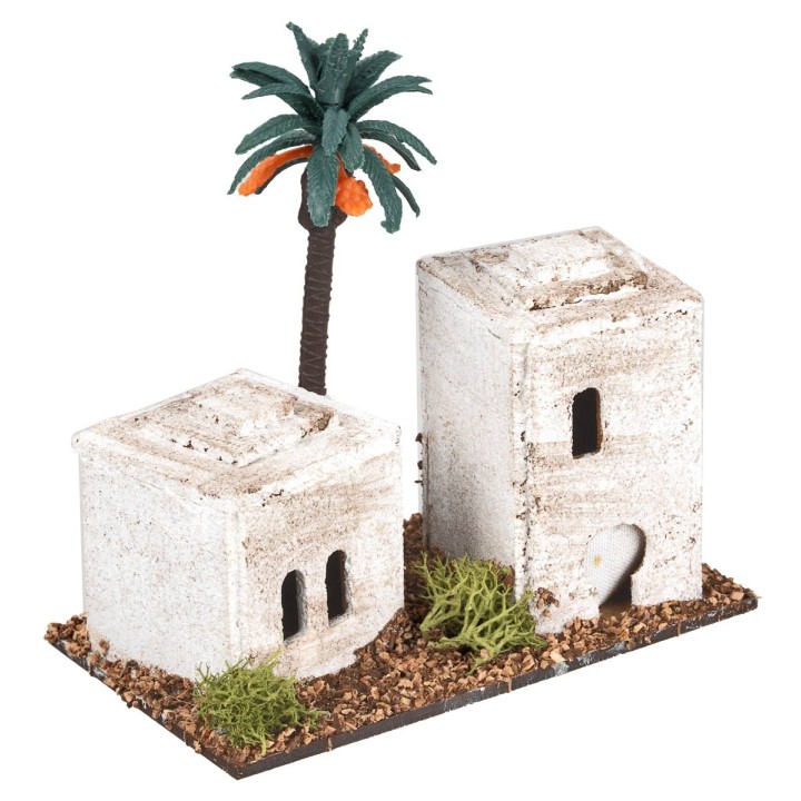 Arab house with tower and palm tree cm 12x7x12 h.