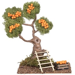 Albero di arance con scala e cassetta cm 13x10x16 h