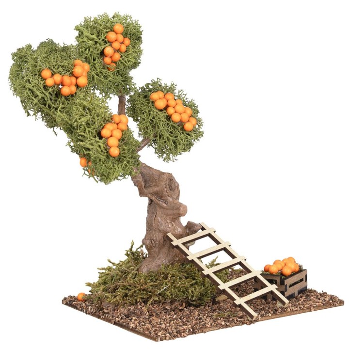 Orange tree with ladder and crate cm 13x10x16 h