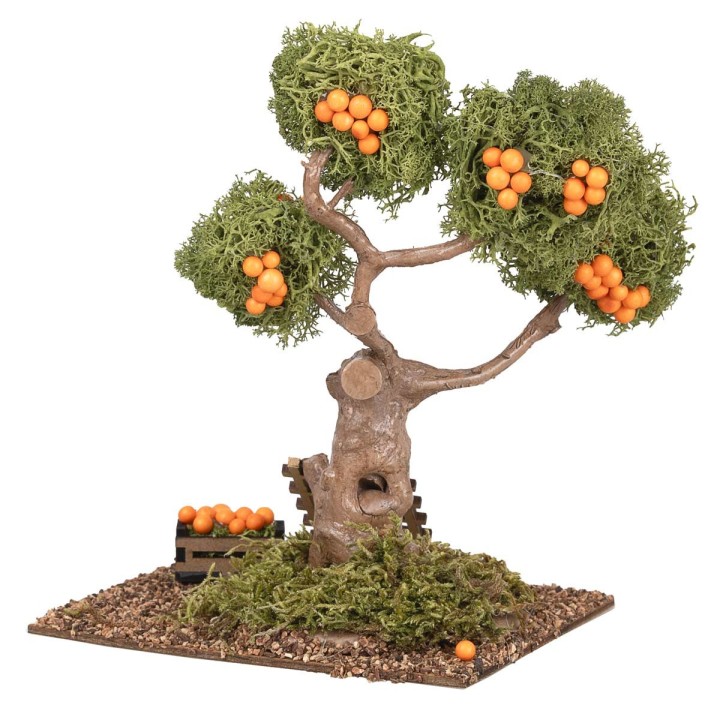 Árbol de naranjas con escalera y caja cm 13x10x16 h