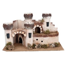 Castello con quattro torri merlate cm 40,5x23x23,5 h