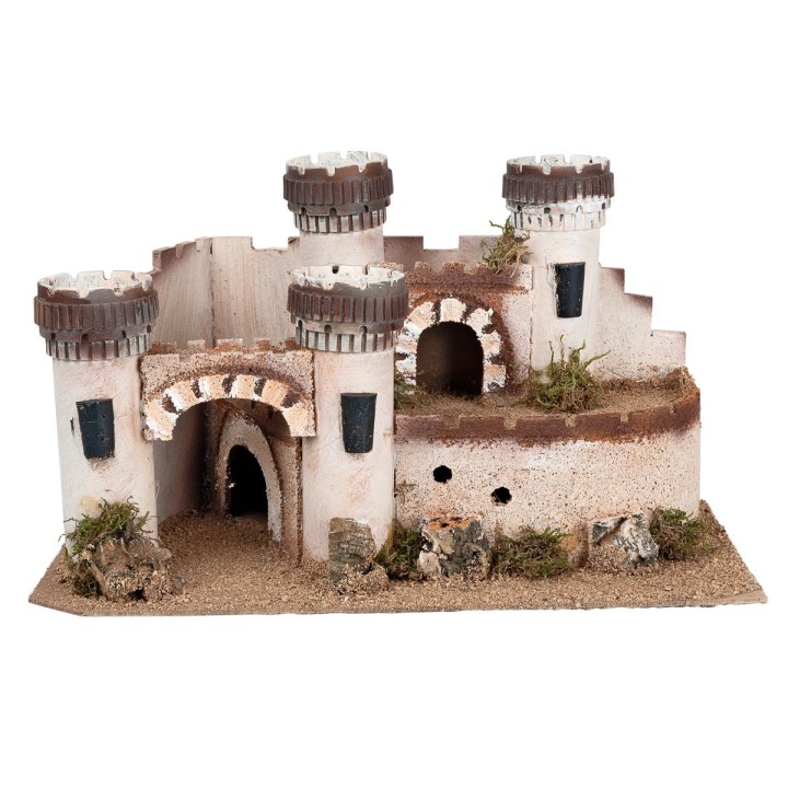 Castillo con cuatro torres almenadas cm 40,5x23x23,5 h